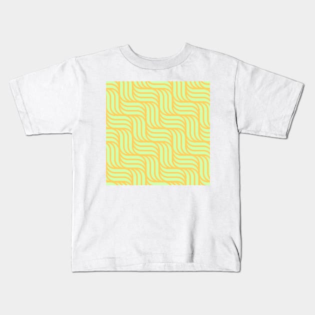 Yellow wave pattern Kids T-Shirt by stupidpotato1